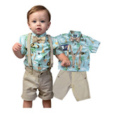 Conjunto Social Menino Infantil Roupa Safari Rei Leão 
