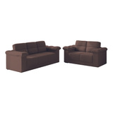 Conjunto Sofá 2 E 3 Lugares Florida Miami Veludo Marrom