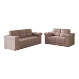 Conjunto Sofá 2 E 3 Lugares Florida Veludo Capuccino Selmer