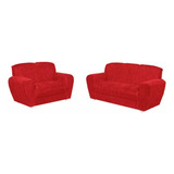 Conjunto Sofá 5010 Com 2 E 3 Lugares Tecido Suede Vermelho