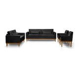 Conjunto Sofá Living 3 E 2 Lug. Valência +2 Poltronas-corino
