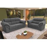 Conjunto Sofá Windsor Velut Cinza 3 E 2 Lugares 2,04m/1,59m