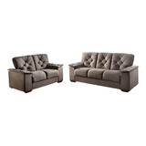 Conjunto Sofás 3 E 2 Lugares 170 Estofado D33 Camurça Marrom
