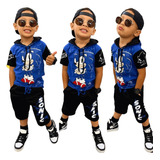 Conjunto Sonic Infantil Kit Camisa Bermuda