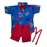 Conjunto Temático Infantil - Bermuda, Camisa, Gravatinha