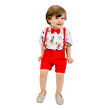 Conjunto Tematico Mickey Branco Bebe Roupa Menino Festa