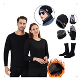 Conjunto Térmico Camisa Calça+touca Cachecol Luva Touch+meia