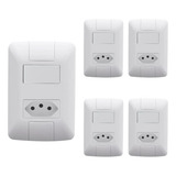 Conjunto Tramontina Interruptor Aria 6a + Tomada 2p - 5 Unid Cor Branco