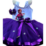 Conjunto Tutu Roxo Lilas Aniversário Menina Frozen Anna