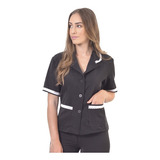 Conjunto Uniforme Copeira Oxford Preto - Feminino - Limpeza