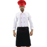 Conjunto Uniforme Cozinheiro Dolma Chapeu E Avental De Chef