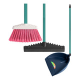 Conjunto Vassoura Clean Rodo 30cm E Pá De Lixo Kit Limpeza