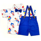 Conjuntonfantl Palhaço Heroi Plim Plim Bebe Roupa Menino