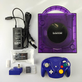 Console Gamecube Roxo Translucido Com Picoboot Com Controle