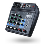 Console Mesa De Som 4 Canais Mixer Interface De Audio Usb 110/220