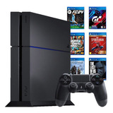 Console Playstation 4 Fat 500 Gb Standard Sony Cor Preto 1 Controle + 1 Jogo Físico + Quadro Decorativo