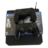 Console Playstation 4 Sony Slim 1tb - Preto + 2 Controles + Jogos Brinde