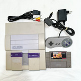 Console Super Nintendo Snes Original + 1 Controle + Cabos + 1 Jogo Em Cartucho