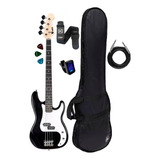 Contra Baixo Phx Precision 4 Cordas Pbs Preto + Kit Completo
