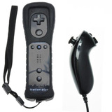 Controle Compatível Nintendo Wii Remote + Nunchuk + Capa E Presilha Cor Preto