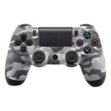 Controle Joystick Sem Fio Compatível Ps4, Pc Camuflado Cinza