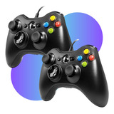 Controle Para Xbox 360 Pc Com Fio Joystick Manete Kit Com 2 