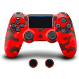 Controle Ps4 Sem Fio Manete Compatível Com Ps4 E Pc Cor Vermelho Camuflado