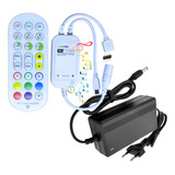 Controle Rgb Wifi 4t Receptor Music P/ Leds 12v + Fonte 5a