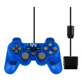 Controle Videogame Compatível Com Ps1 Ps2 Manete Analógico Cor Azul