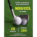 Convite Aniversário Festa Comemoração - Esporte - Golf Golfe
