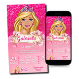 Convite Aniversário Virtual Personalizado Barbie Mod.03