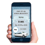Convite Digital Personalizado Limousine Azul Com Foto