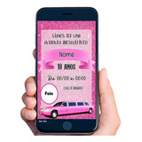 Convite Digital Personalizado Limousine Rosa Com