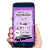 Convite Digital Personalizado Limousine Roxo 15,18,20 Anos