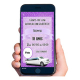 Convite Digital Personalizado Limousine Roxo Com Foto