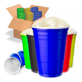 Copo Americano Beer Pong Red Cup 50un Vermelho Azul Preto 