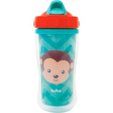 Copo Buba Parede Dupla Canudo Silicone Animal Fun Macaco