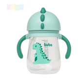 Copo Com Alças Removível Canudo 240ml Dino Verde Buba