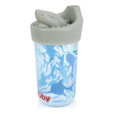 Copo Com Tampa 100% Silicone 3d Treinamento 355ml Infantil Cor Azul Tubarão