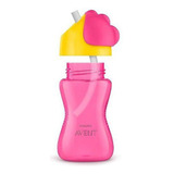 Copo Dinossauro E Canudo 300ml Rosa E Amarelo Philips Avent
