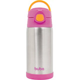 Copo Garrafa Térmica Infantil 400ml De Inox Com Canudo Buba