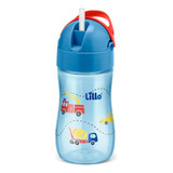 Copo Infantil Com Canudo 300ml Azul -lillo Evolution
