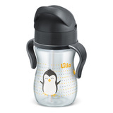 Copo Infantil Com Canudo E Alça Evolution 240ml Neutro Lillo Cor Cinza(240ml)