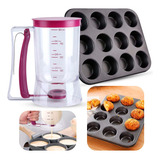 Copo Medidor Massa 900ml + Forma P/ 12 Cupcakes Antiaderente