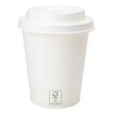 Copo Papel Biodegradável Liso 240 Ml C/ Tampa 100 Un