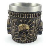 Copo Para Shot Dose 4 Caveiras Resina E Aço Inox Decorativo Cor 283164
