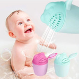 Copo Regador Infantil Banho Lavar Cabelo Bebê Seguro Rosa