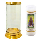 Copo Suporte Porta Vela Com Vela De 7 Dias De Nossa Senhora 