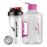 Coqueteleira 600ml + Galão Tank 2 Litros Academia Bodyaction Cor Rosa
