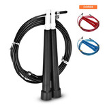 Corda D Pular Crossfit Speed Rope Rolamento Cabo De Aço 2,7m Cor Preto